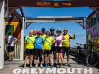 Celebratiions at the finish line in Greymouth |  <i>Lachlan Gardiner</i>