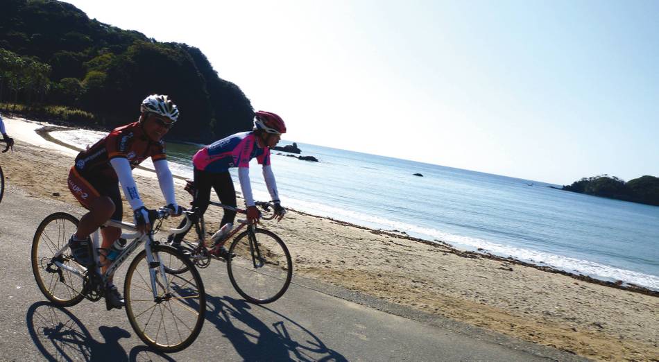 Cycling along the coast of Izo, Japan