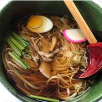 Traditional Japanese soba noodles as enjoyed for lunch
