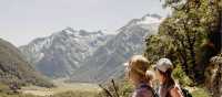 Hikers captivated by the views across the valley