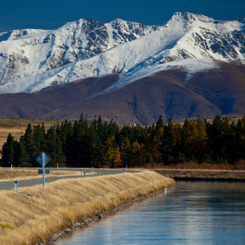 Cycling near hydro canal, Tekapo, South Canterbury