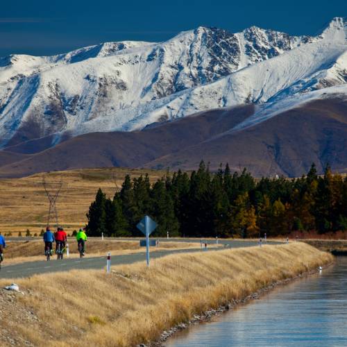 Cycling near hydro canal, Tekapo, South Canterbury