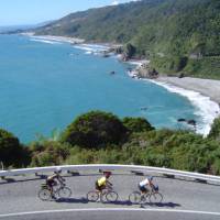 Cyclists working their way up the West Coast of the South Island | Tim de Jong