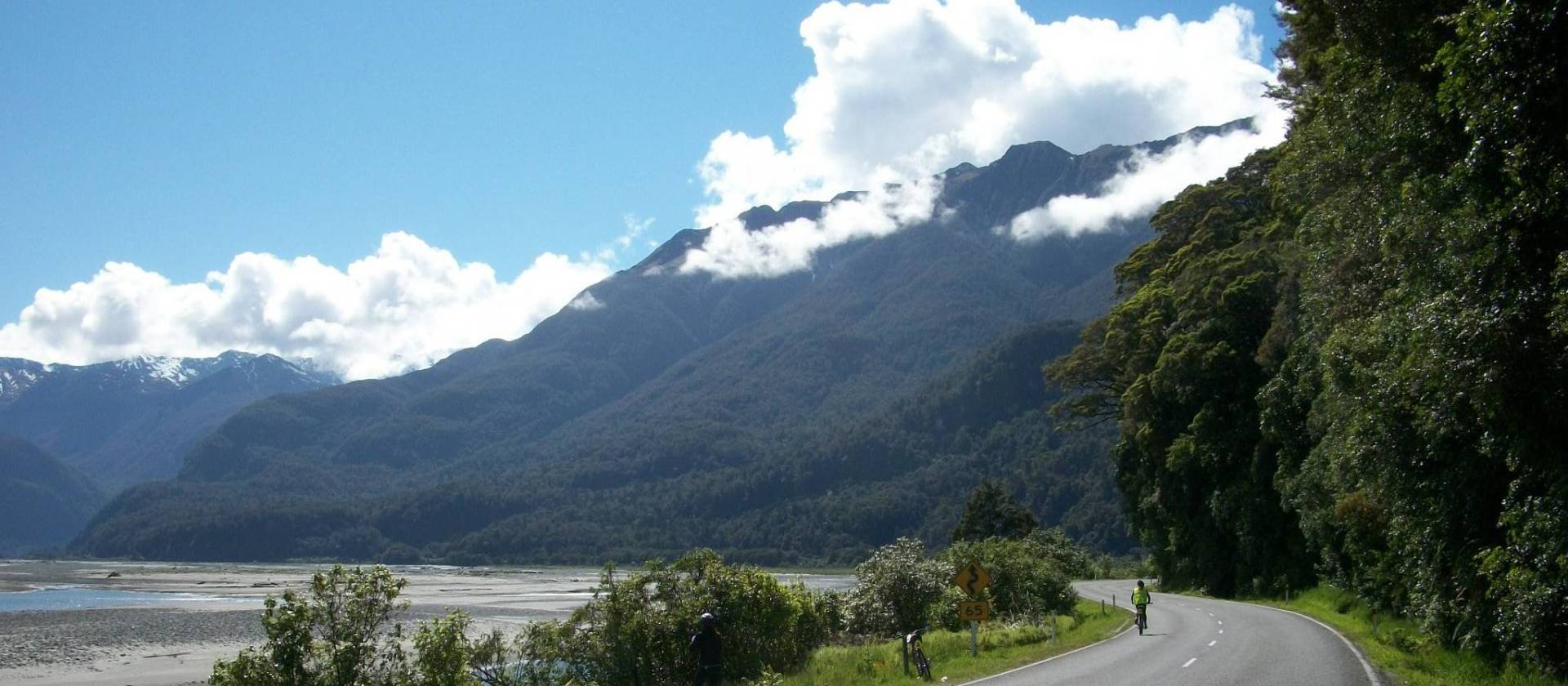 Beautiful day for cycling on the West Coast of New Zealand