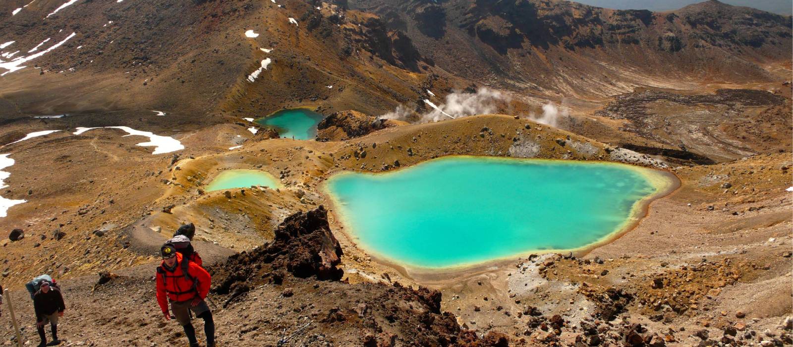 Admiring the vivid Emerald Lakes on the Tongariro Crossing