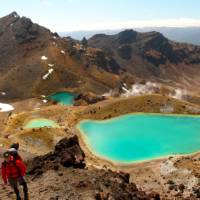 Admiring the vivid Emerald Lakes on the Tongariro Crossing