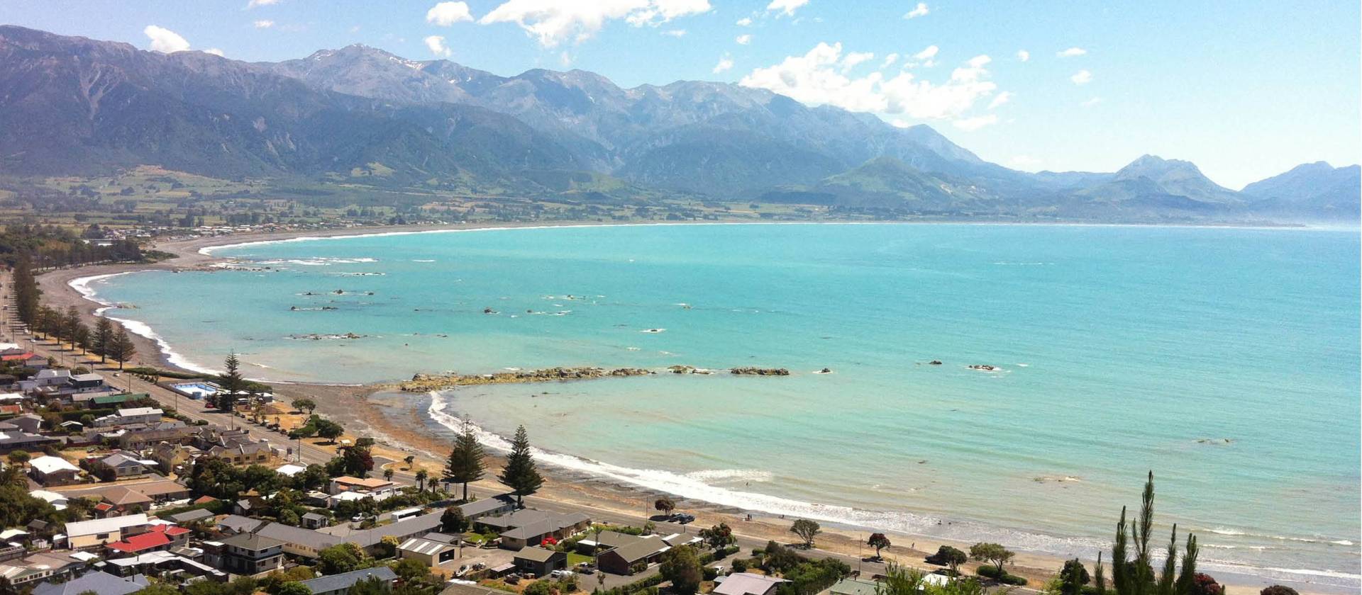 View of town and Seaward Kaikoura Ranges from Kaikoura lookout | Sandra Appleby