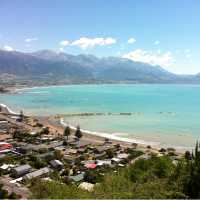 View of town and Seaward Kaikoura Ranges from Kaikoura lookout | Sandra Appleby