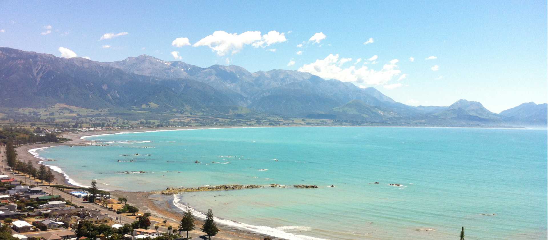 View of town and Seaward Kaikoura Ranges from Kaikoura lookout | Sandra Appleby