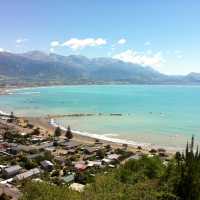 View of town and Seaward Kaikoura Ranges from Kaikoura lookout | Sandra Appleby