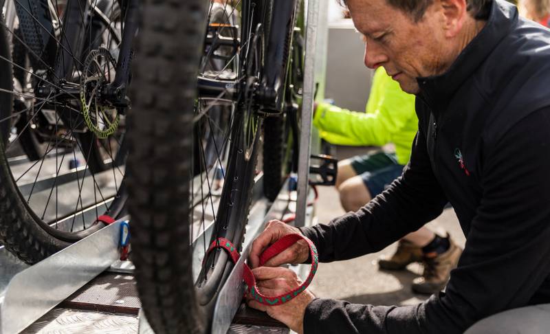 Securing our bikes to our custom bike trailers |  <i>Lachlan Gardiner</i>