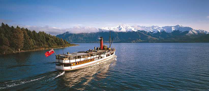 TSS Earnslaw Steamship sailing from Walter Peak High Country Farm to Queenstown | Real Journeys