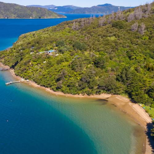 Views of Mahana Lodge in Marlborough Sound