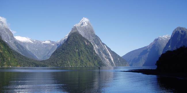 The iconic shape of Mitre Peak in Milford Sound
