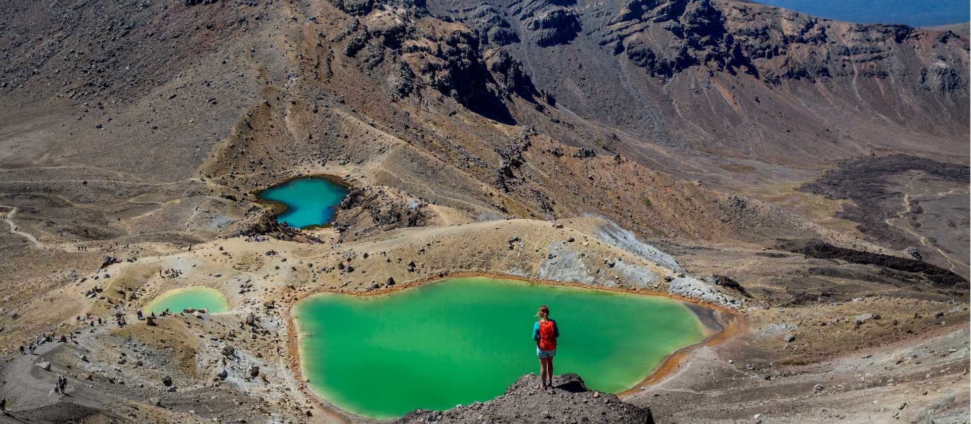 Vividly-coloured volcanic lakes at Tongariro Alpine Crossing | Camilla Rutherford