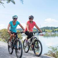 Cycling the easy trails next to the harbour | Ruth Lawton Photography