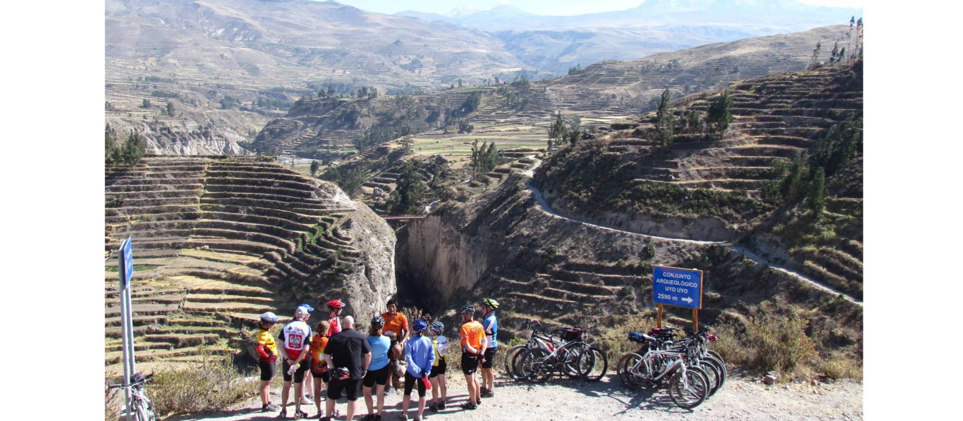 Cyclists admire the views at Colca Canyon | Louise Vargaya Conza