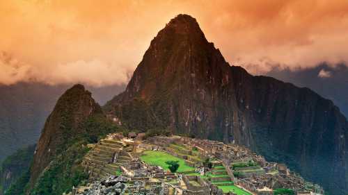 The lost Incan city of Machu Picchu in Peru