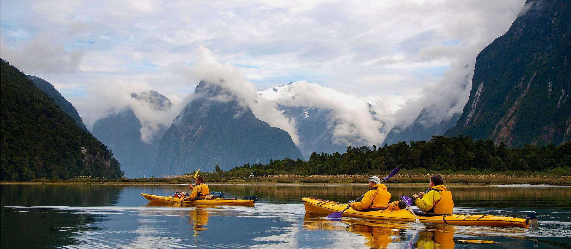 Sea kayak in Milford Sound, New Zealand | Shutterstock, Inc