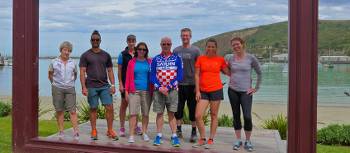 Cyclists at the finish line of the Alps to Ocean Cycle Trail | Dan Thour